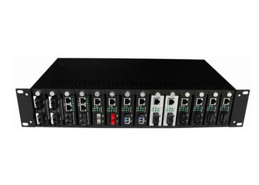 China SM To MM 2U Fiber Optic Media Converter With ST / SC / FC Connector , Rack Chassis supplier